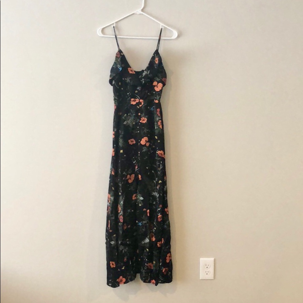 Black Floral Ruffle Maxi Dress - Picture 4 of 8